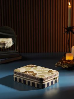 Pure Home + Living - Blue/Beige Solene Rectangle Faux Leather Travel Jewellery Box