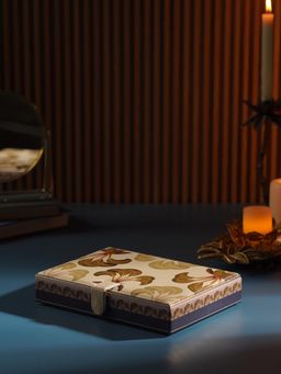 Pure Home + Living - Blue/Beige Solene Square Faux Leather Jewellery Box