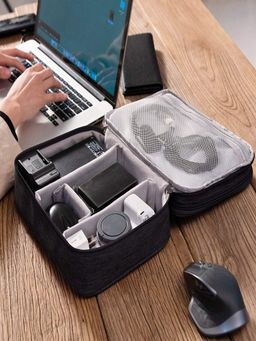 House of Quirk - Universal Carry Travel Gadget Bag for Cables Phone Charger Hard Disk - Black
