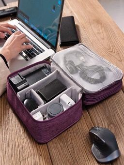 House of Quirk - Universal Carry Travel Gadget Bag for Cables Phone Charger Hard Disk - Purple