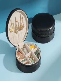 House of Quirk - PU Leather Travel Portable Small Jewellery Box for Ring Pendant Earring - Black