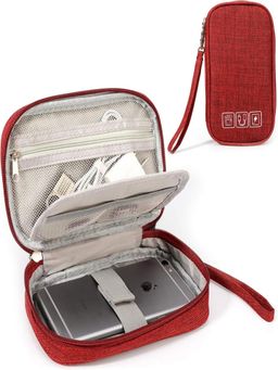 House of Quirk - Electronic Organizer Small Digital Gadgets Carrying Case Pouch - Maroon