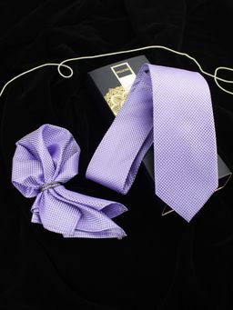 PELUCHE - Trendy Purple Neck Tie & Pocket Square Set for Men