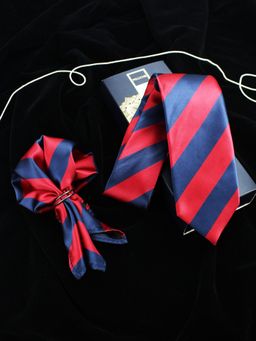 PELUCHE - Trig Red Neck Tie & Pocket Square Set for Men