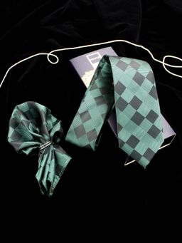 PELUCHE - Nobby Green Neck Tie & Pocket Square Set for Men