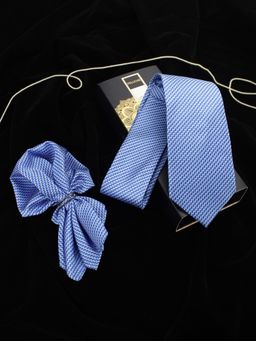 PELUCHE - Cult Blue Neck Tie & Pocket Square Set for Men