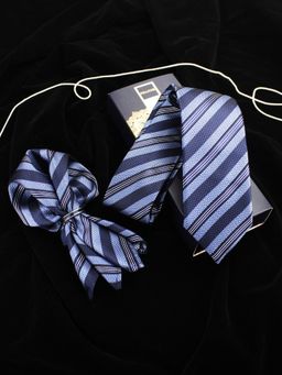 PELUCHE - Dazzling Turn Blue Neck Tie & Pocket Square Set for Men