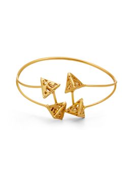 Dhwani Bansal - Adjustable Mehr Cuff With Filligree Work In 22K Gold Plated Brass