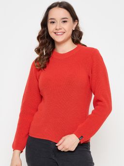 Creative Line - Brown Self Design Knitted Top