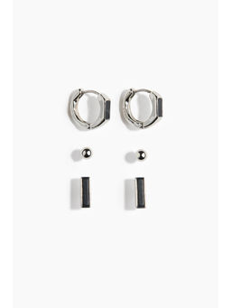 H&M - Men Silver 3 Pairs Earrings
