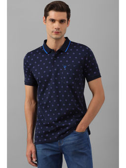 Allen Solly - Men Navy Print Polo Neck T-shirt