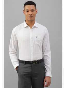 Allen Solly - Men White Slim Fit Printed Full Sleeves Formal Shirt