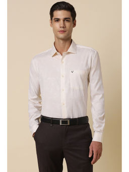 Allen Solly - Men Cream Slim Fit Self Design Full Sleeves Formal Shirt