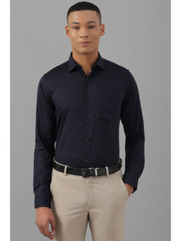 Allen Solly - Men Navy Blue Slim Fit Printed Full Sleeves Formal Shirt