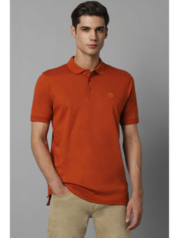 Louis Philippe - Men Orange Solid Polo Neck T-shirt