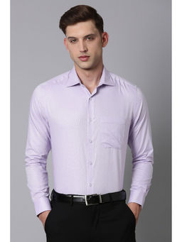 Louis Philippe - Men Purple Regular Fit Stripes Full Sleeves Formal Shirt