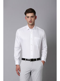 Louis Philippe - Men White Regular Fit Solid Full Sleeves Formal Shirt