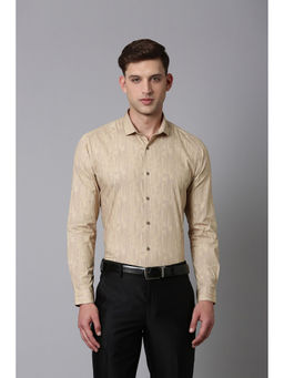 Louis Philippe - Men Beige Super Slim Fit Printed Full Sleeves Formal Shirt