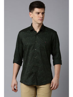 Louis Philippe - Men Green Slim Fit Print Full Sleeves Casual Shirt
