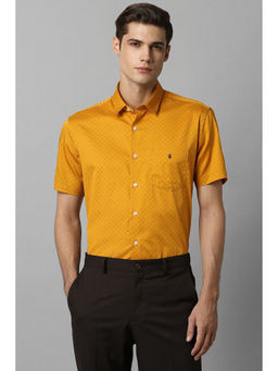 Louis Philippe - Men Yellow Slim Fit Printed Half Sleeves Formal Shirt