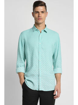 Peter England - Men Blue Slim Fit Print Full Sleeves Casual Shirt