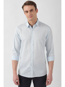 Peter England - Men Blue Slim Fit Print Full Sleeves Casual Shirt