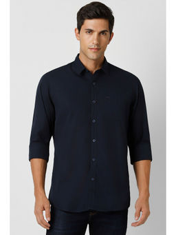 Peter England - Men Navy Slim Fit Solid Full Sleeves Casual Shirt