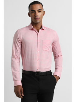 Peter England - Men Pink Regular Fit Checks Full Sleeves Formal Shirt