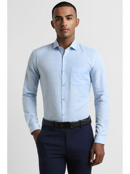 Peter England - Men Blue Slim Fit Checks Full Sleeves Formal Shirt