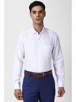 Peter England - Men White Slim Fit Textured Full Sleeves Formal Shirt