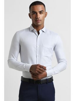 Peter England - Men Blue Slim Fit Textured Full Sleeves Formal Shirt