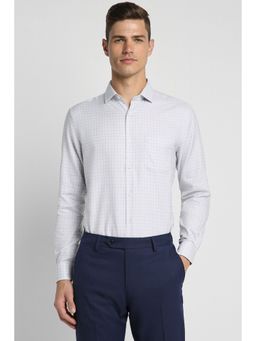 Peter England - Men White Slim Fit Checks Full Sleeves Formal Shirt