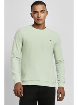 Peter England - Men Green Solid Crew Neck Sweatshirt