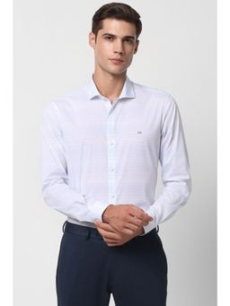 Peter England - Men White Super Slim Fit Stripes Full Sleeves Formal Shirt