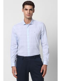 Peter England - Men Blue Super Slim Fit Checks Full Sleeves Formal Shirt