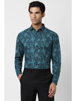 Van Heusen - Men Blue Slim Fit Print Full Sleeves Party Shirt