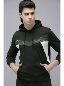 Van Heusen - Men Green Textured Hooded Neck Sweatshirt