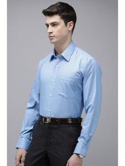 Van Heusen - Men Blue Regular Fit Textured Full Sleeves Formal Shirt