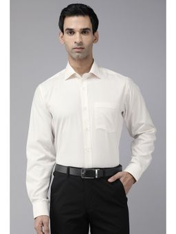 Van Heusen - Men Cream Regular Fit Solid Full Sleeves Formal Shirt