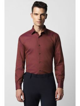Van Heusen - Men Maroon Regular Fit Textured Full Sleeves Wedding Shirt