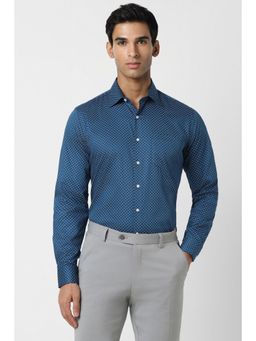 Van Heusen - Men Blue Slim Fit Checks Full Sleeves Formal Shirt