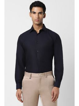Van Heusen - Men Navy Blue Regular Fit Solid Full Sleeves Formal Shirt