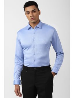 Van Heusen - Men Blue Slim Fit Printed Full Sleeves Formal Shirt