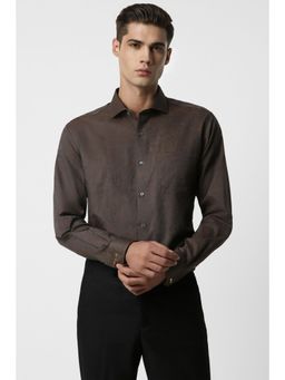 Van Heusen - Men Brown Regular Fit Printed Full Sleeves Formal Shirt