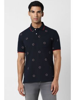 Van Heusen - Men Navy Print Polo Neck T-shirt