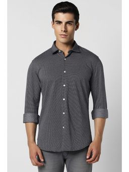 Van Heusen - Men Black Slim Fit Print Full Sleeves Casual Shirt