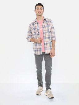 American Eagle - Men Cream Slim Fit Everyday Button-Up Shirt