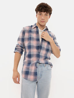 American Eagle - Men Blue Everyday Plaid Button-Up Shirt