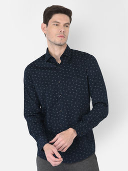 CRIMSOUNE CLUB - Men Navy Blue Floral Printed Shirt