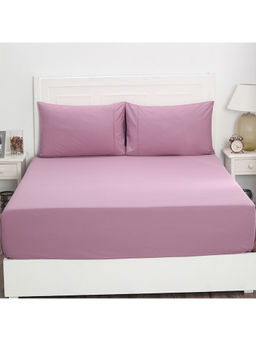 Maspar - Colorart Slumber Solid Dusky Orchid 200 TC Cotton Double Bed Sheet With 2 Pillow Covers